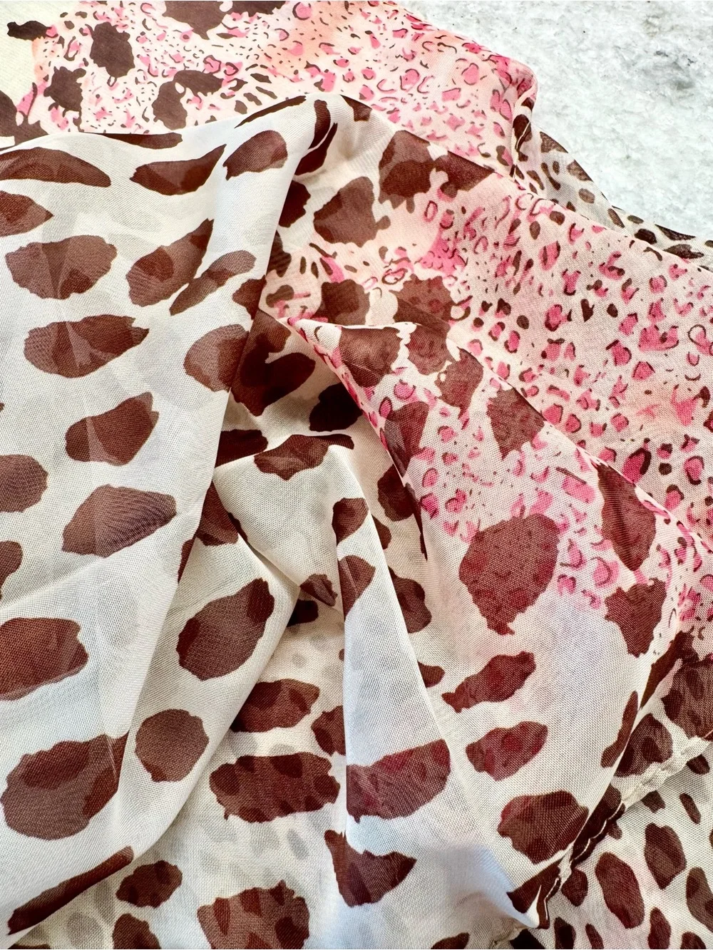New Pink & Brown Leopard Animal Print Lightweight Fashion Scarf - 58” x 19”